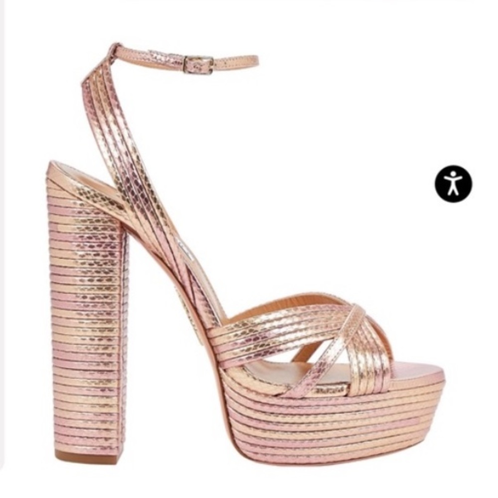 Aquazzura Sundance Snake Embossed Platform Heels